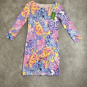 Lilly Pulitzer Marlowe Mini Dress Long Sleeve Women XXS Lilac Verbena So Snappy